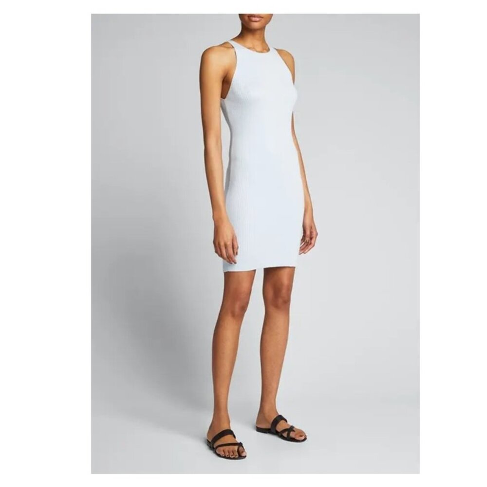 Tibi Cotton Viscose Stretch Dress Blue Sz M $295